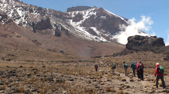 Hike Kibo Hut to Summit, and down to Horombo Hut